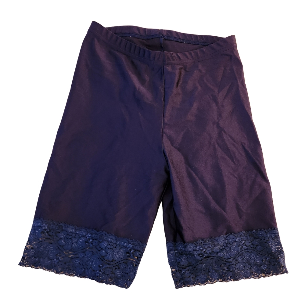 5x$25 American Apparel Blue 8" Insea Biker Shorts With Lace Trim Size Large